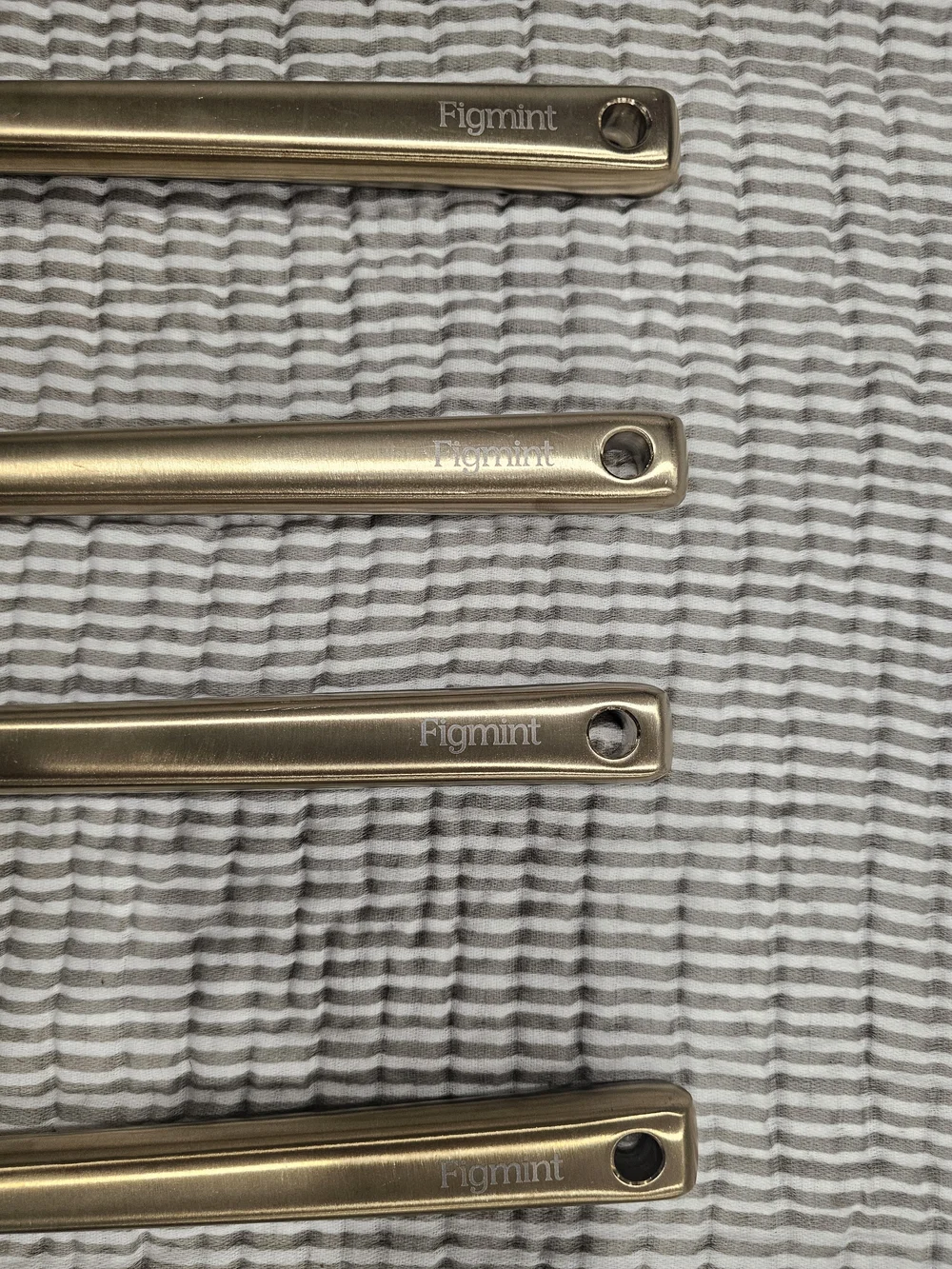 Figmint 4pc Silicone Utensil Set White/Gold Stainless Handles, Hanging Hole